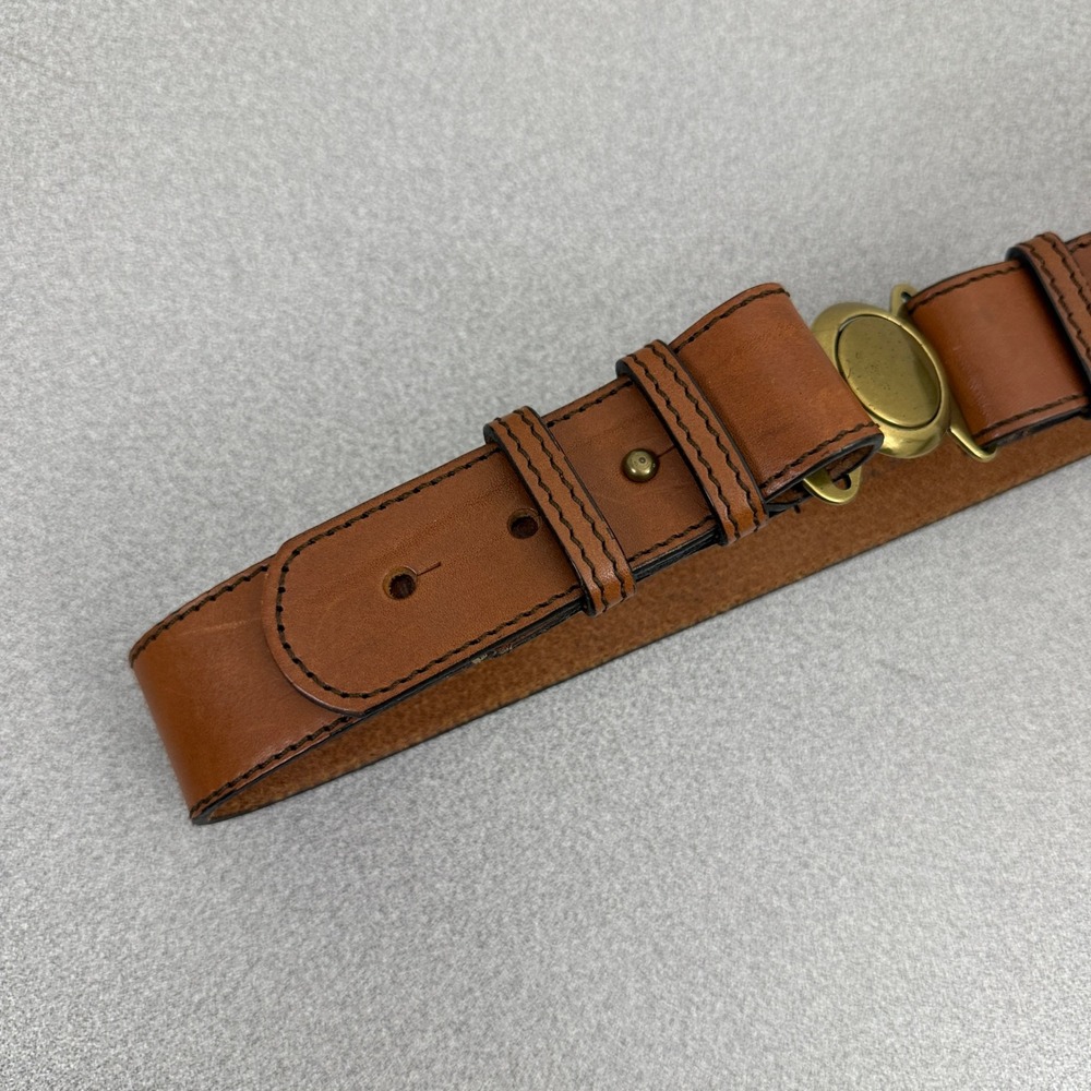 Banana Republic Belt Womens Small Brown Leather Brass Buckle Adjustable Preppy - Picture 4 of 10